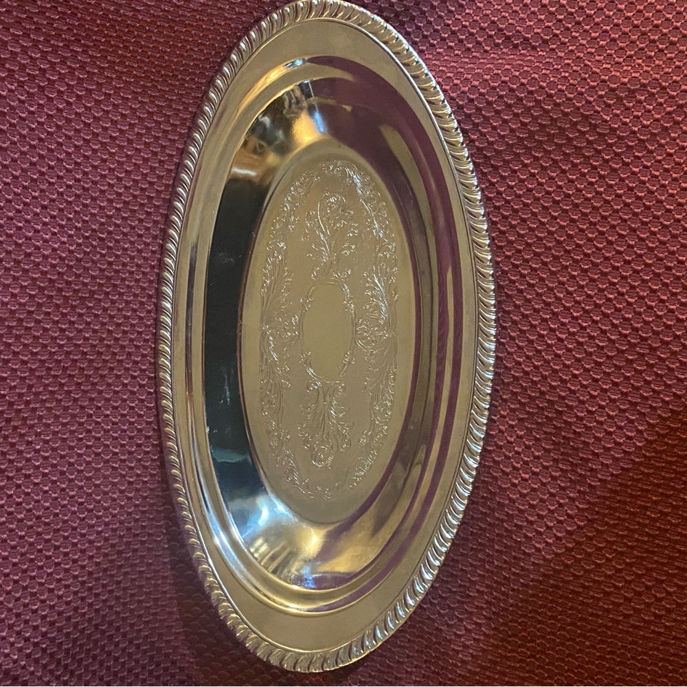 Elegant Silver Oval Serving Tray